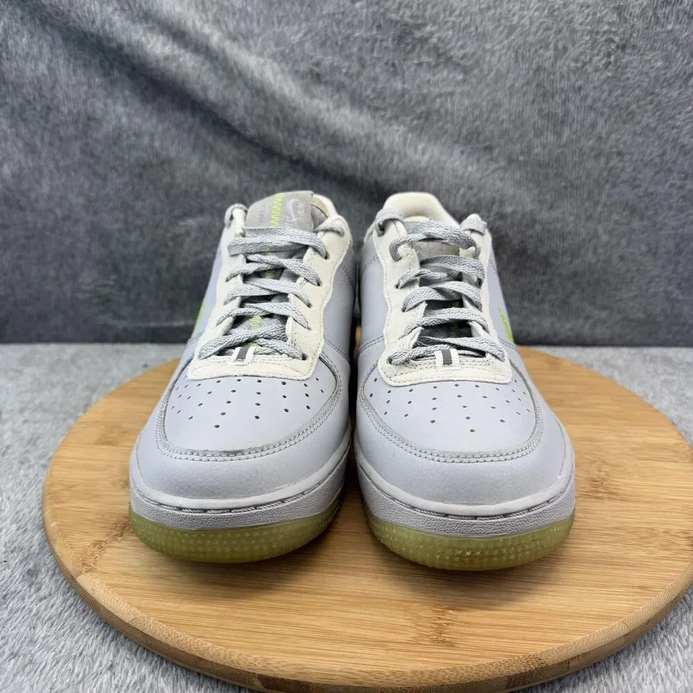 Nike Air Force 1 Low Shoes Boys Size 7 Gray Green Leather Sneakers CD7409-002